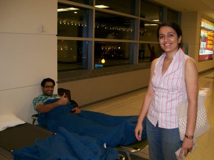Glass lab sleep over in the airport!